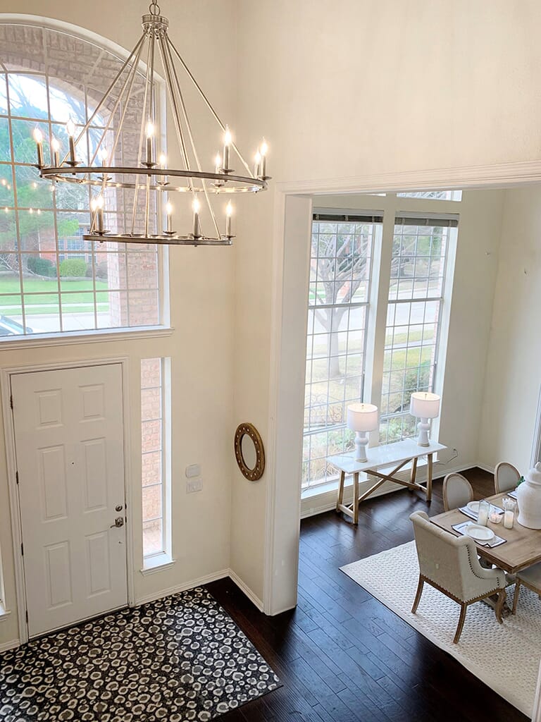 What Light Fixtures Should Each Room Have? - Foyer Lighting photo credit nifty.nest on Instagram - LightsOnline Blog