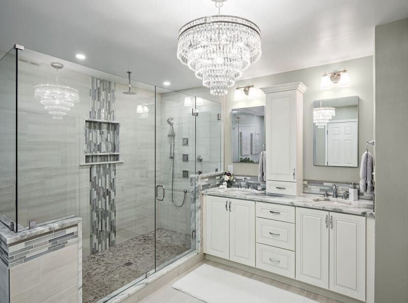 Use a chandelier in an unusual space - How to Make Ceiling Lights the Focus of the Room with LightsOnline - LightsOnline Blog