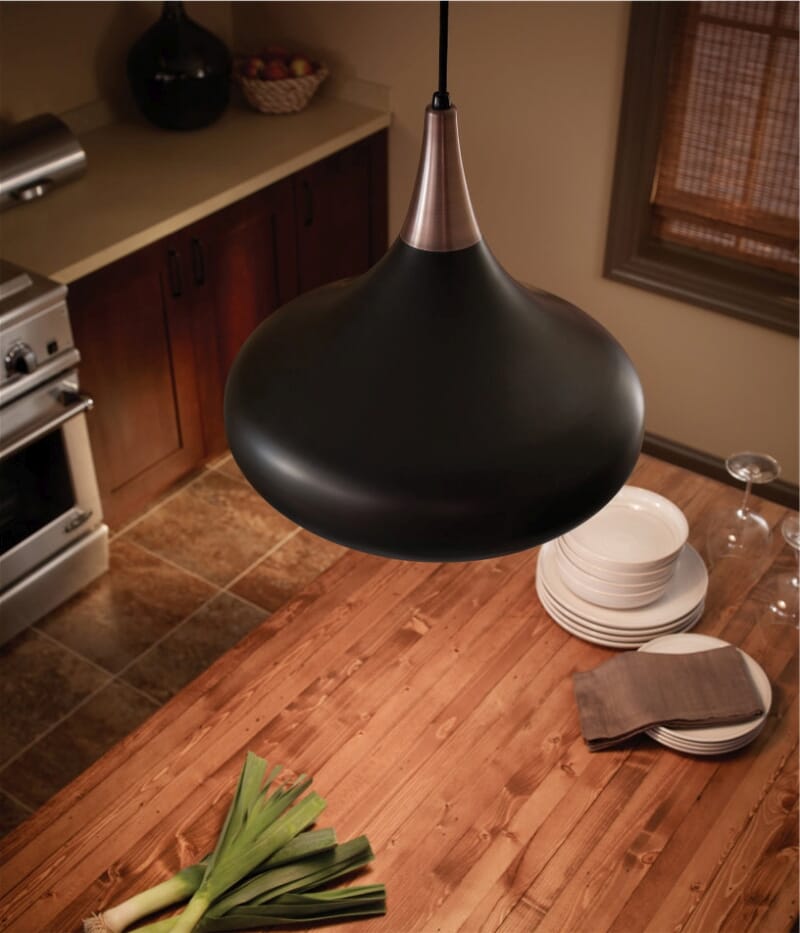The Generation Lighting Belle pendant is finished in bold black - From Bold to Brass: Lighting Trends for Spring - LightsOnline Blog