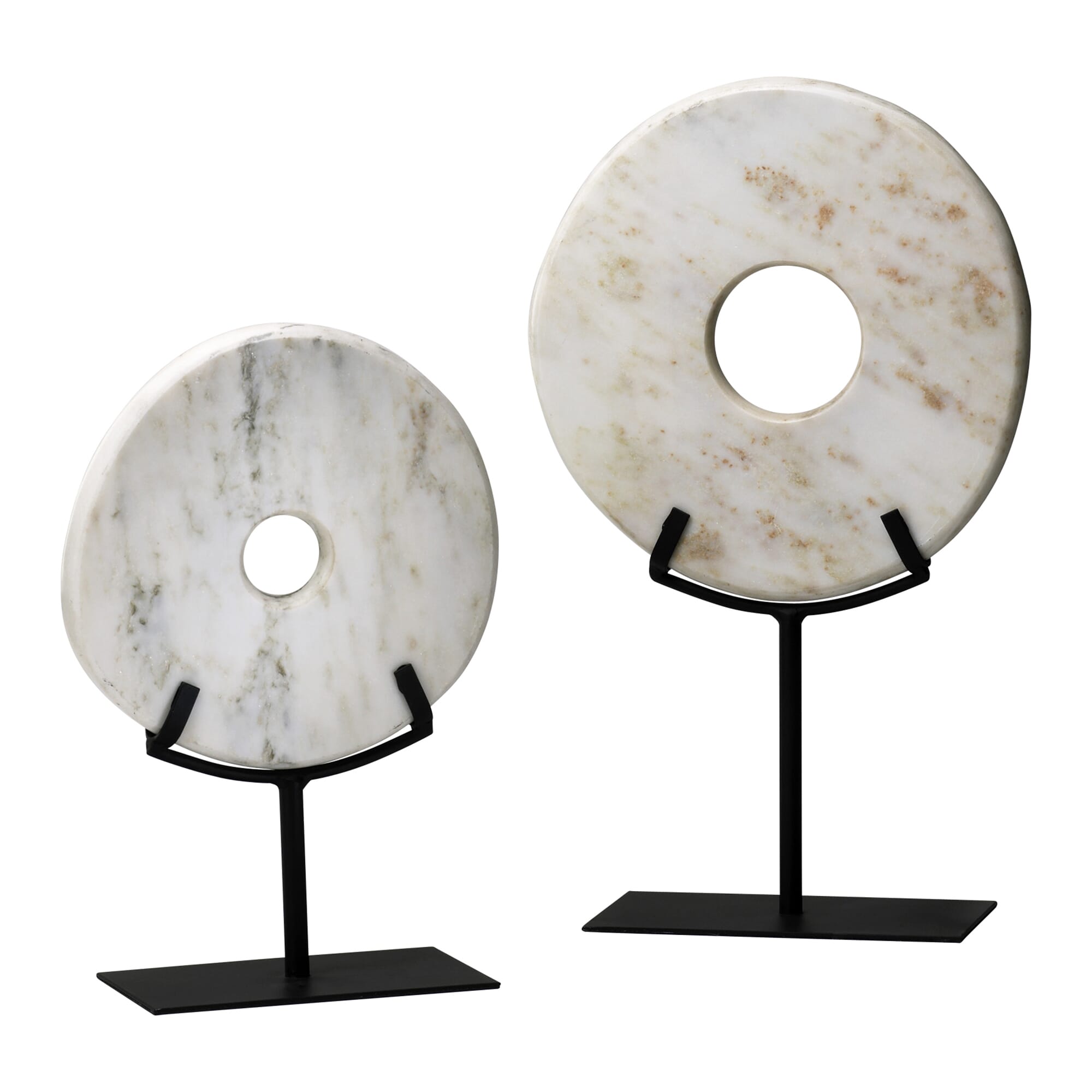 Small White Disk On Stand in White