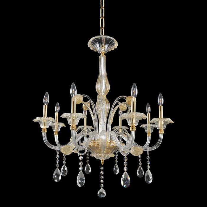Allegri La Rosa 8-Light Traditional Chandelier in 24K Gold Allegri La Rosa 8-Light Traditional Chandelier in 24K Gold