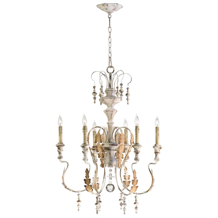 Cyan Design Motivo 6-Light French Country Chandelier in Persian White Cyan Design Motivo 6-Light French Country Chandelier in Persian White