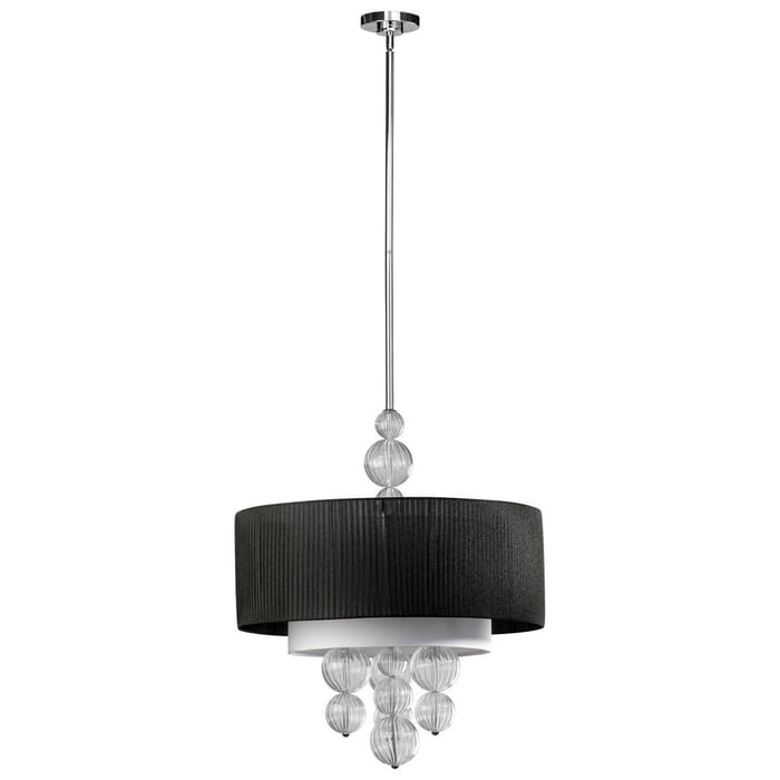 Cyan Design Kravet 24" 4-Light Black/White Fabric Shade Pendant in Chrome Cyan Design Kravet 24" 4-Light Black/White Fabric Shade Pendant in Chrome