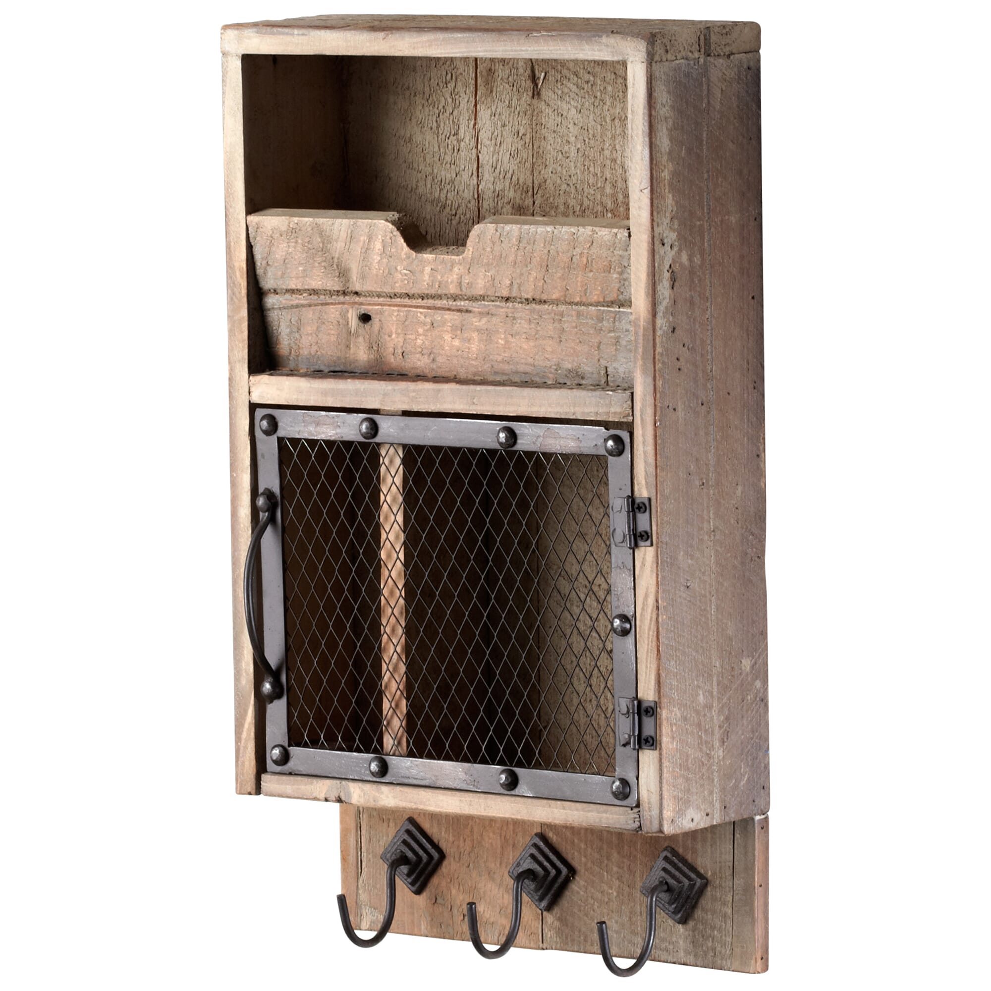 Casey Wall Organizer in Raw Iron And Natural Wood