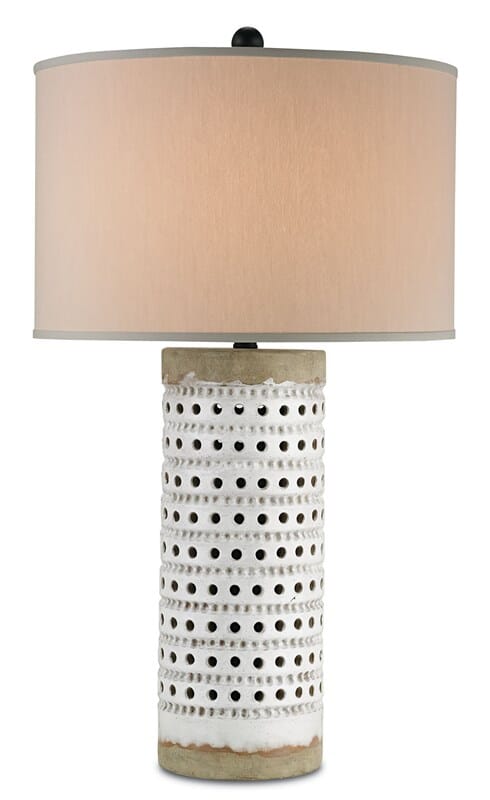 32" Terrace Table Lamp in Antique White Crackle and Satin Black