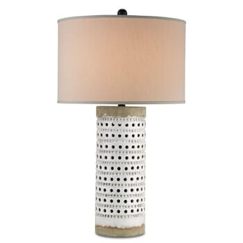 Currey & Company 32" Terrace Table Lamp in Antique White Crackle and Satin Black