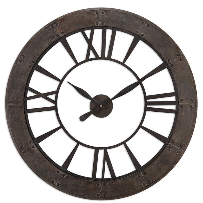 Uttermost Ronan 40" Wall Clock in Dark Rustic Bronze Uttermost Ronan 40" Wall Clock in Dark Rustic Bronze