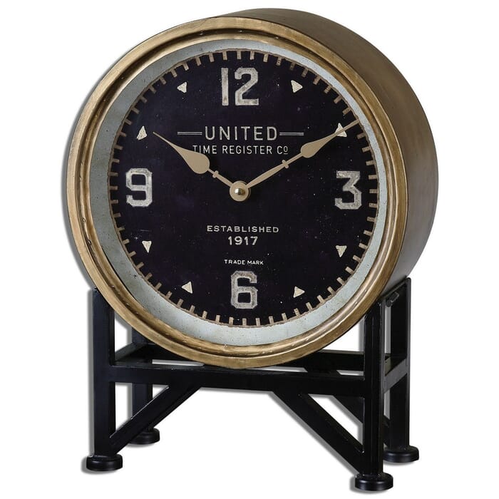 Uttermost Shyam 16" Table Clock in Brass Uttermost Shyam 16" Table Clock in Brass