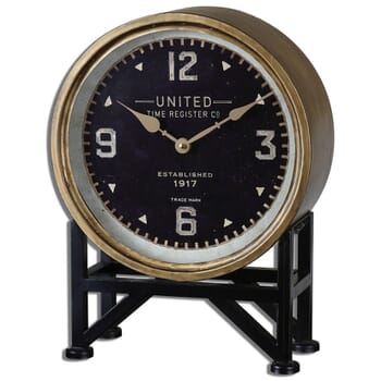 Uttermost Shyam 16" Table Clock in Brass