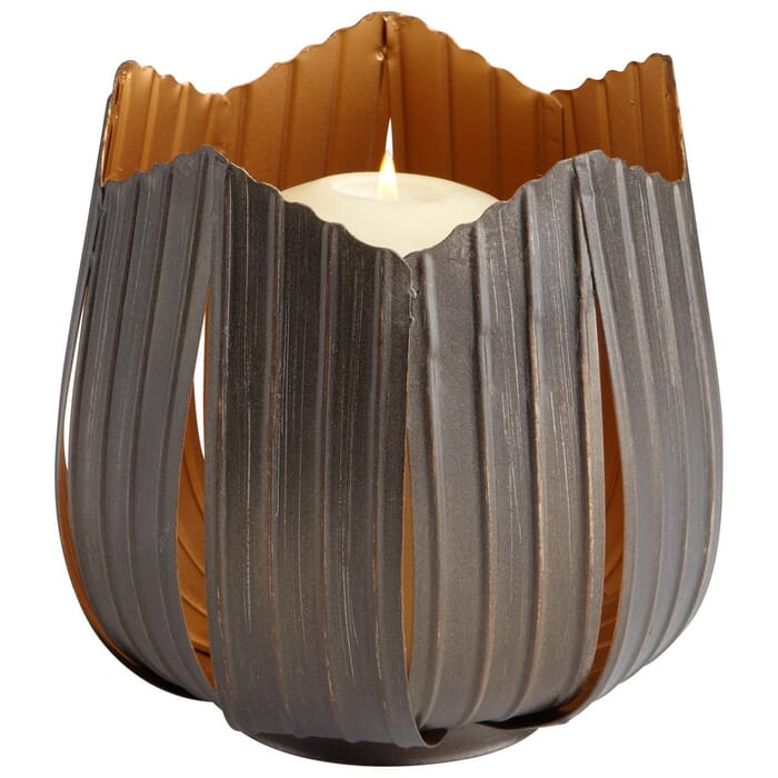 Cyan Design Variegated Flame 7.25" Candleholder in Graphite Silver Cyan Design Variegated Flame 7.25" Candleholder in Graphite Silver