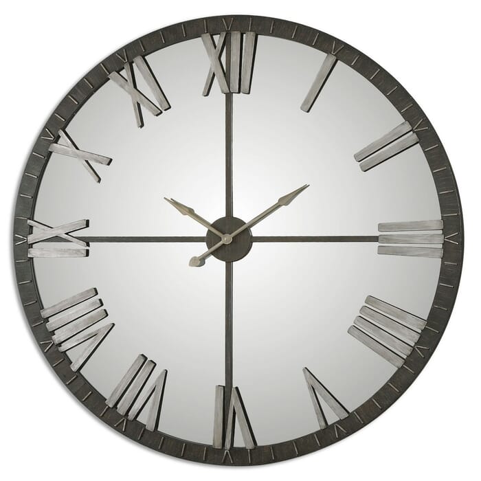 Uttermost Amelie 60" Wall Clock in Distressed Rustic Bronze Uttermost Amelie 60" Wall Clock in Distressed Rustic Bronze