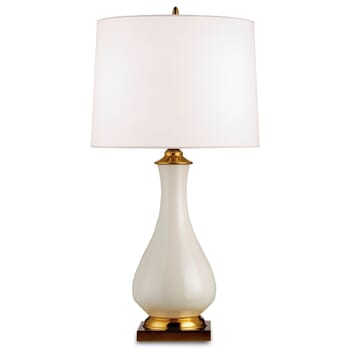 Currey & Company 31" Lynton Cream Table Lamp in Cream Crackle and Brass