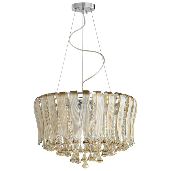Cyan Design Olivia 23.25" 8-Light Cognac Glass Pendant in Chrome Cyan Design Olivia 23.25" 8-Light Cognac Glass Pendant in Chrome