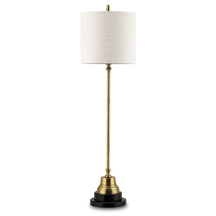 Currey & Company 26" Messenger Brass Table Lamp in Vintage Brass and Black Currey & Company 26" Messenger Brass Table Lamp in Vintage Brass and Black