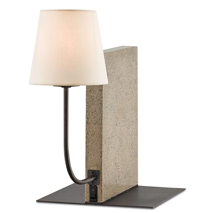 Currey & Company 16" Oldknow Bookcase Lamp in Polished Concrete and Aged Steel Currey & Company 16" Oldknow Bookcase Lamp in Polished Concrete and Aged Steel