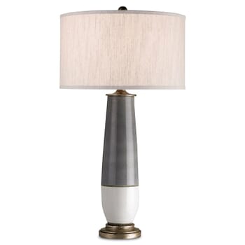 Currey & Company 35" Urbino Table Lamp in Pyrite Bronze, Gray and White Crackle
