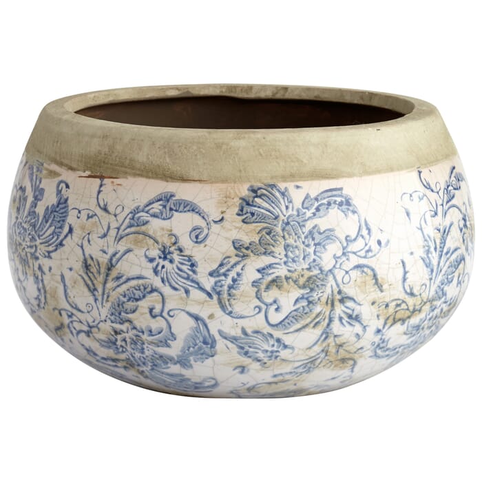 Cyan Design Medium Isela Planter in Blue And White Cyan Design Medium Isela Planter in Blue And White