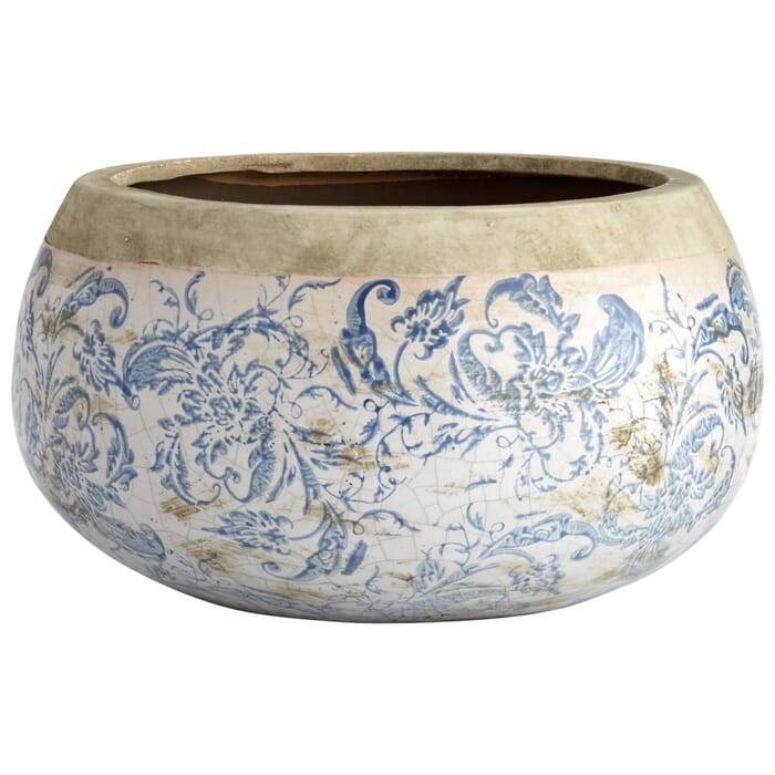 Cyan Design Large Isela Planter in Blue And White Cyan Design Large Isela Planter in Blue And White