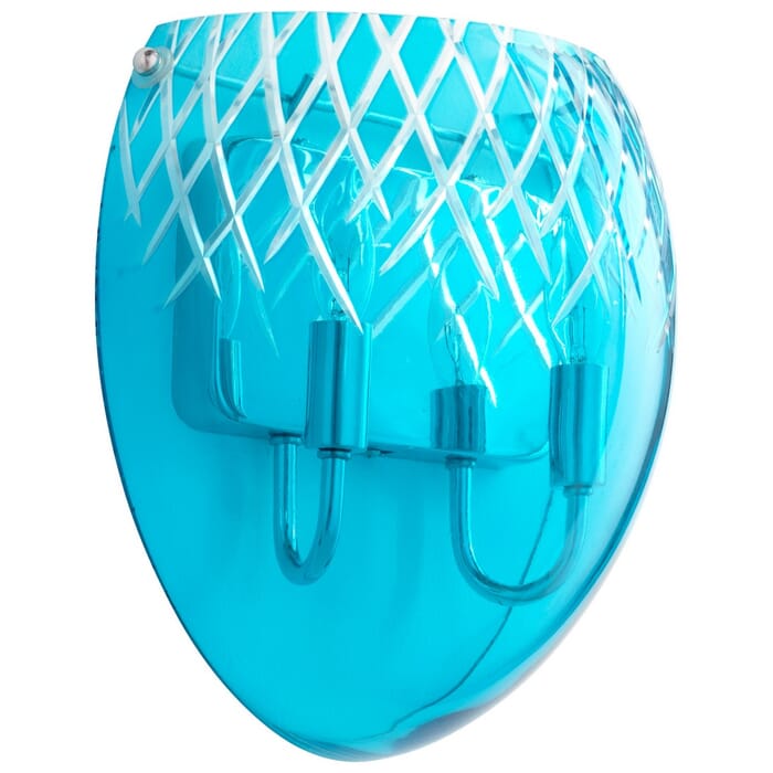 Cyan Design Spheroid 11.75" Blue Etched Glass Wall Sconce in Chrome Cyan Design Spheroid 11.75" Blue Etched Glass Wall Sconce in Chrome