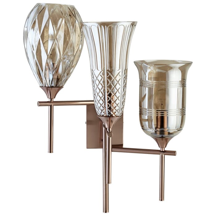 Cyan Design Darcey 27" 3-Light Cognac Glass Wall Sconce in Satin Copper Cyan Design Darcey 27" 3-Light Cognac Glass Wall Sconce in Satin Copper