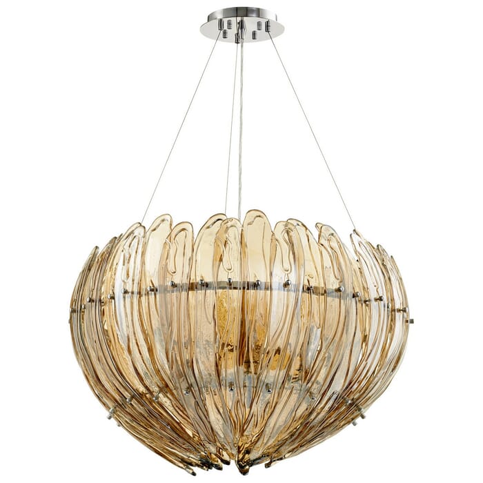 Cyan Design Aerie 28" 9-Light Cognac Glass Pendant in Chrome Cyan Design Aerie 28" 9-Light Cognac Glass Pendant in Chrome