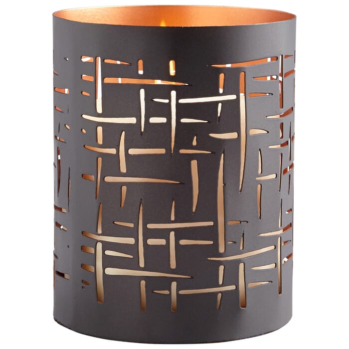 Cyan Design Small Weave Candleholder in Brown And Copper Cyan Design Small Weave Candleholder in Brown And Copper