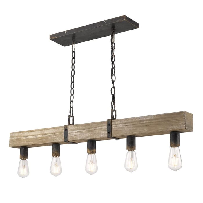 Golden Garrett 5-Light Pendant Light in Antique Black Iron Golden Garrett 5-Light Pendant Light in Antique Black Iron