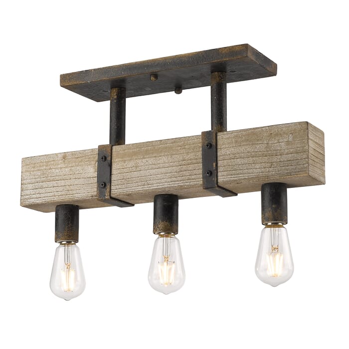 Golden Garrett 3-Light Ceiling Light in Antique Black Iron Golden Garrett 3-Light Ceiling Light in Antique Black Iron