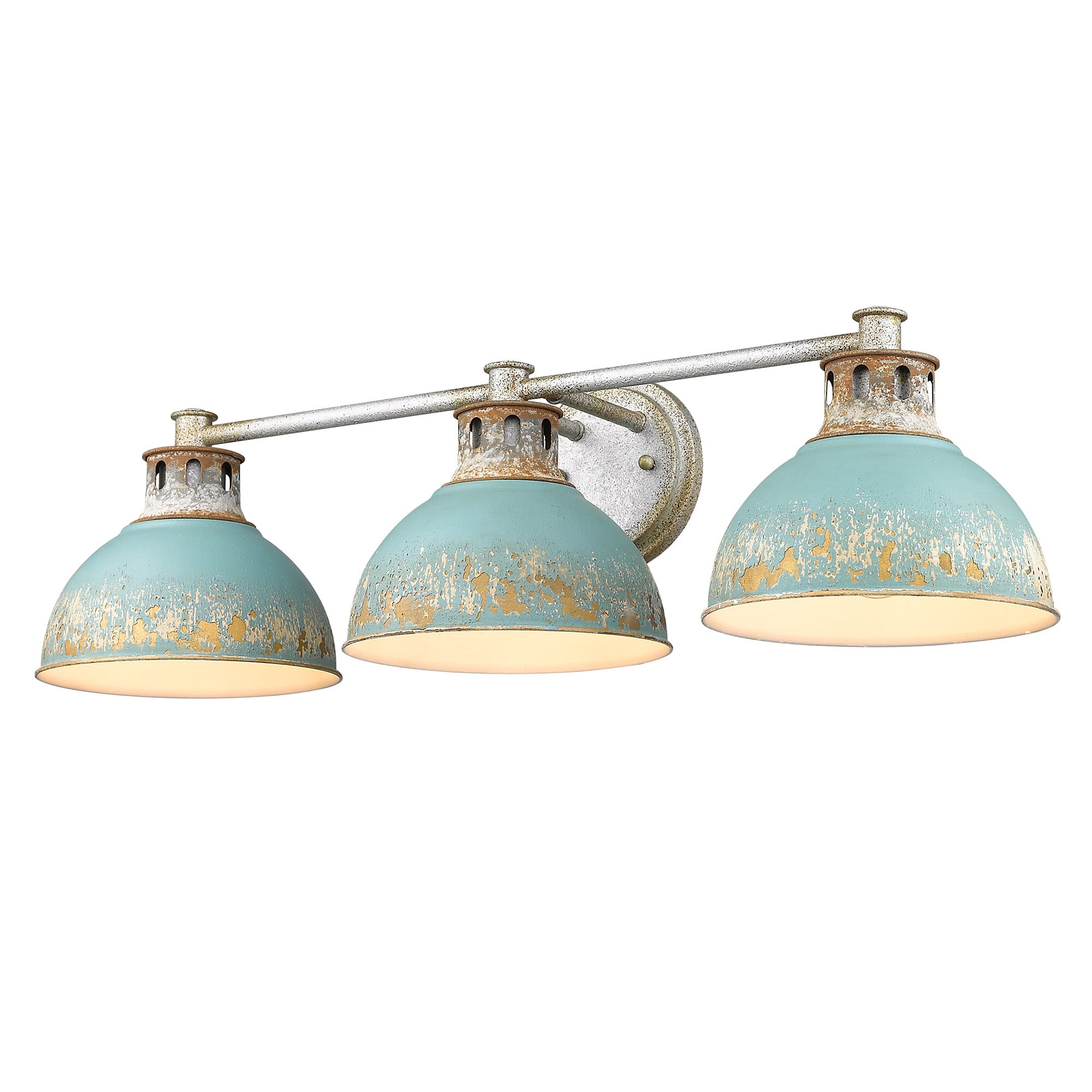 Golden Kinsley 3-Light Bathroom Vanity Light in Aged Galvanized Steel