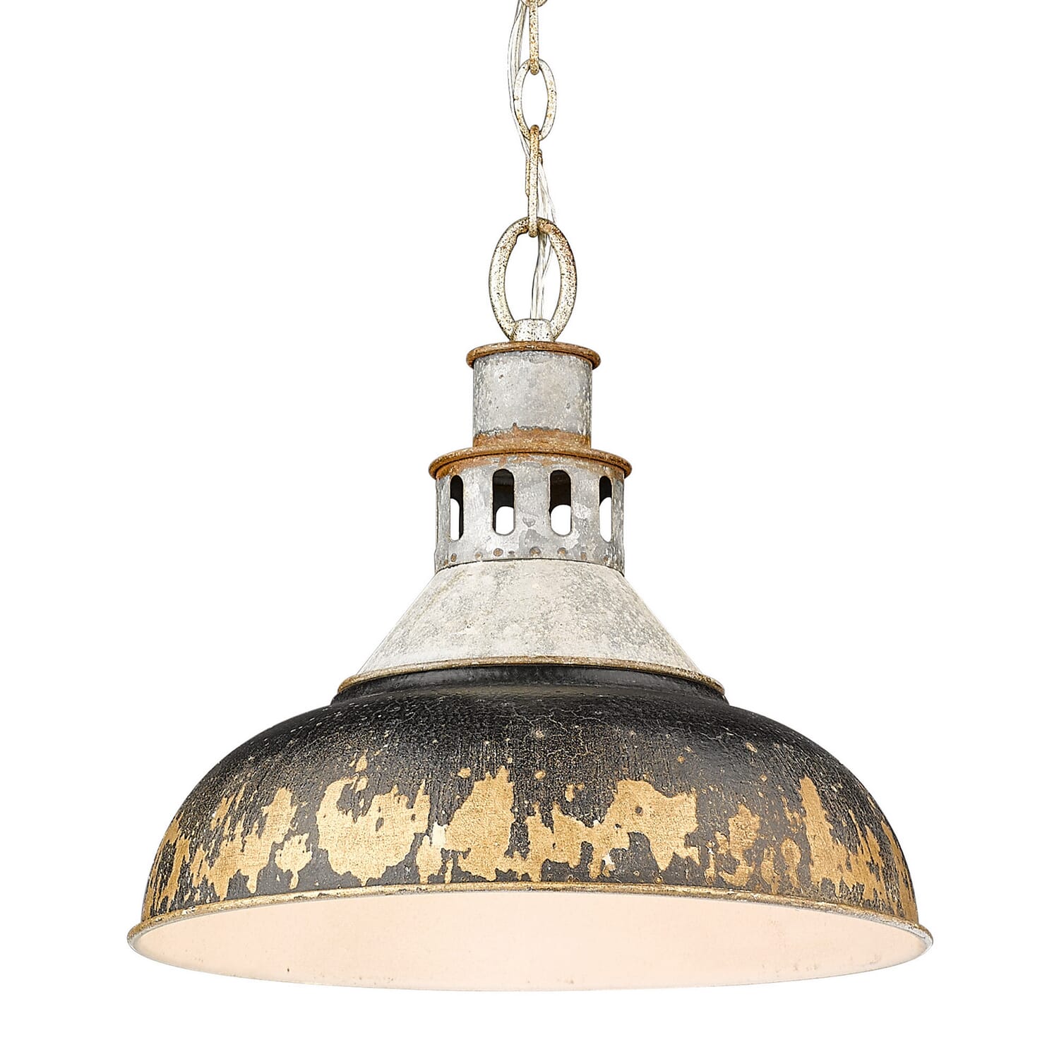 Aged Galvanized Steel One Light Pendant from the Kinsley Collection