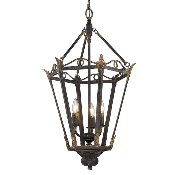 Golden Matilda 3-Light Pendant Light in Antique Black Iron Golden Matilda 3-Light Pendant Light in Antique Black Iron