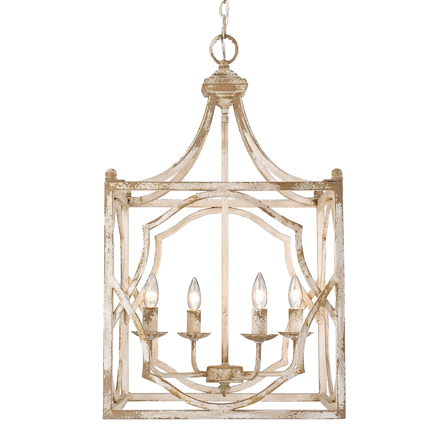 Golden Laurent 4-Light Foyer Light in Antique Ivory
