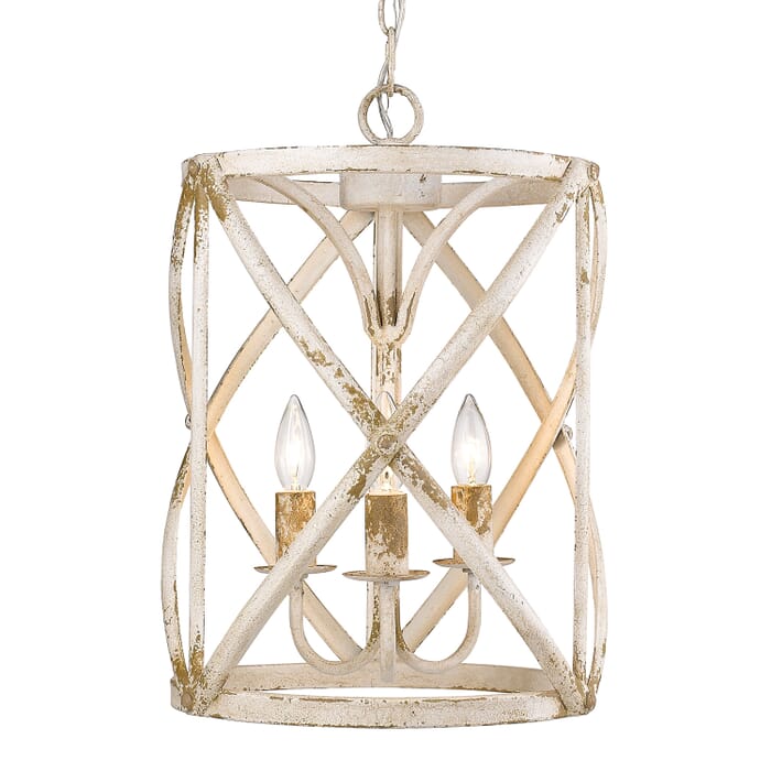 Golden Alcott 3-Light Foyer Light in Antique Ivory Golden Alcott 3-Light Foyer Light in Antique Ivory