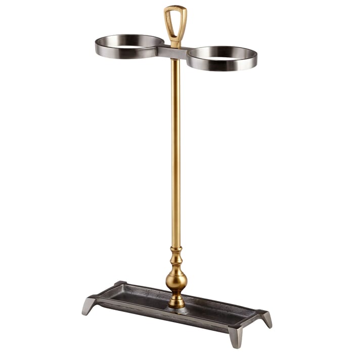 Cyan Design Hold For Two Umbrella in Satin Grey And Brass Cyan Design Hold For Two Umbrella in Satin Grey And Brass
