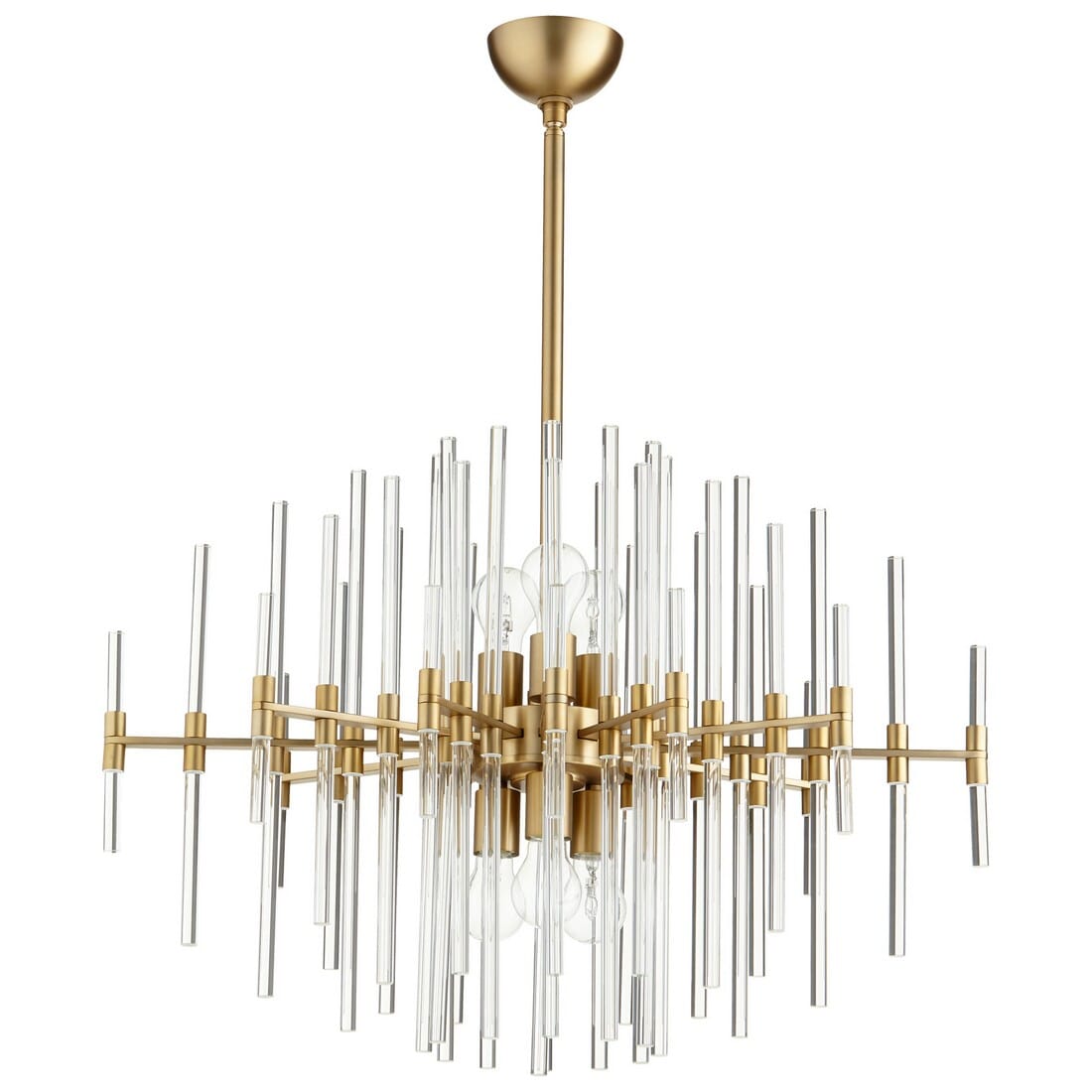 Quebec 6-Light 31" Pendant Light in Aged Brass