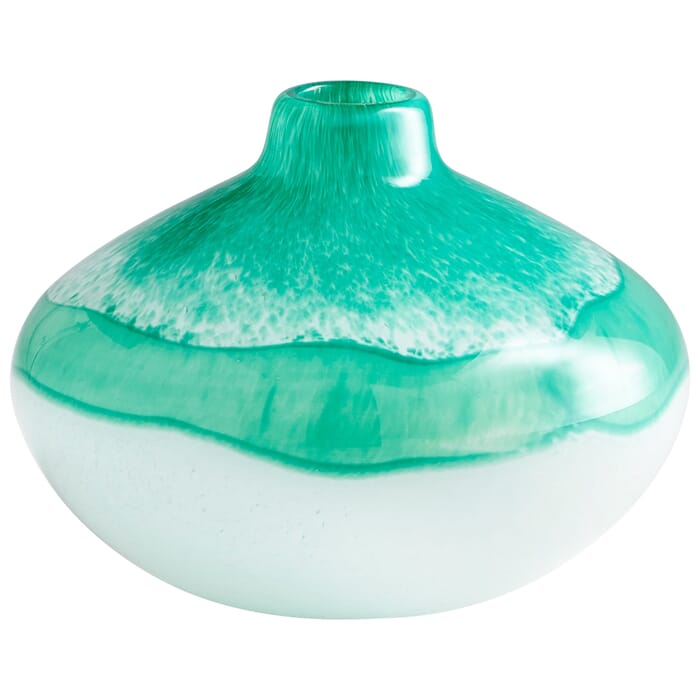 Cyan Design Small Iced Marble Vase in Turquoise and White Cyan Design Small Iced Marble Vase in Turquoise and White