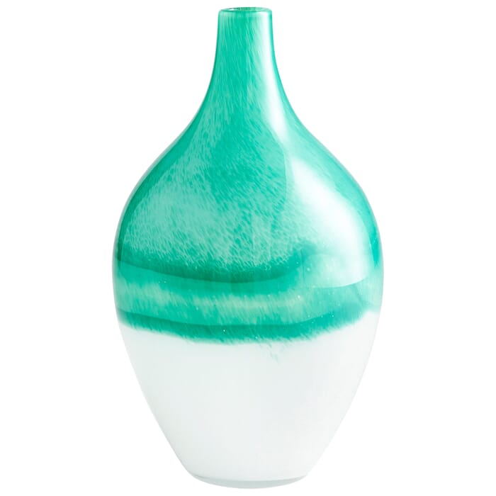 Cyan Design Large Iced Marble Vase in Turquoise and White Cyan Design Large Iced Marble Vase in Turquoise and White