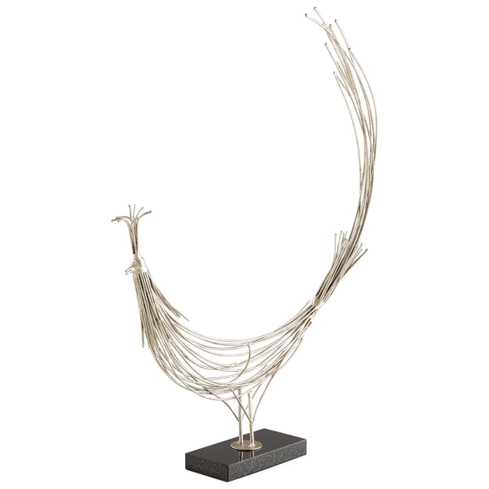 Cyan Design Racket Tailed Sculpture in Antique Silver Leaf Cyan Design Racket Tailed Sculpture in Antique Silver Leaf