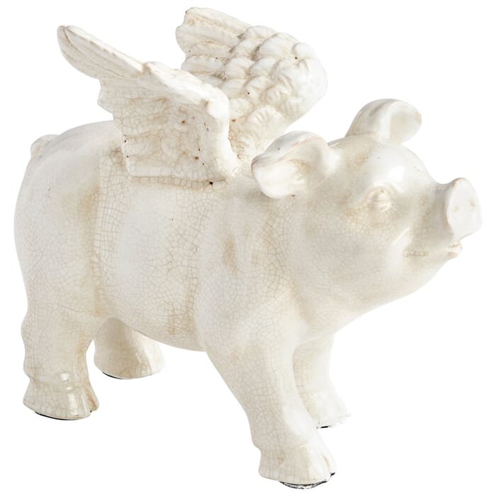 Cyan Design Oink Angel Standing Sculp in White Crackle Cyan Design Oink Angel Standing Sculp in White Crackle