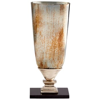 Cyan Design Small Chalice Vase in Nickel And Verdi Platinum Glass