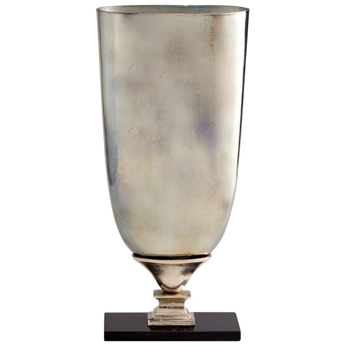 Cyan Design Large Chalice Vase in Nickel And Verdi Platinum Glass Cyan Design Large Chalice Vase in Nickel And Verdi Platinum Glass