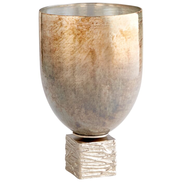 Cyan Design Small Tassilo Vase in Nickel And Ocean Glass Cyan Design Small Tassilo Vase in Nickel And Ocean Glass