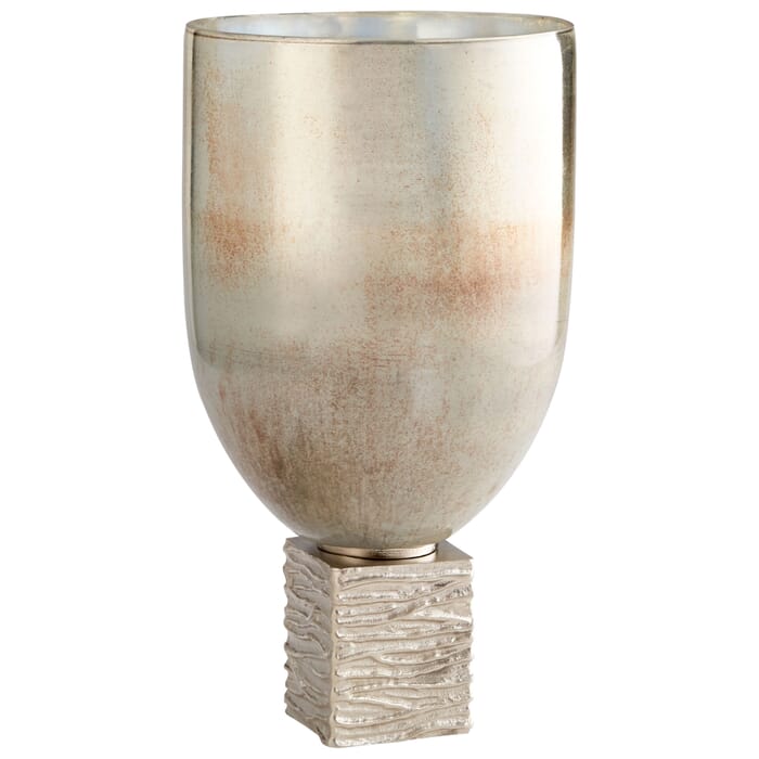 Cyan Design Large Tassilo Vase in Nickel And Ocean Glass Cyan Design Large Tassilo Vase in Nickel And Ocean Glass