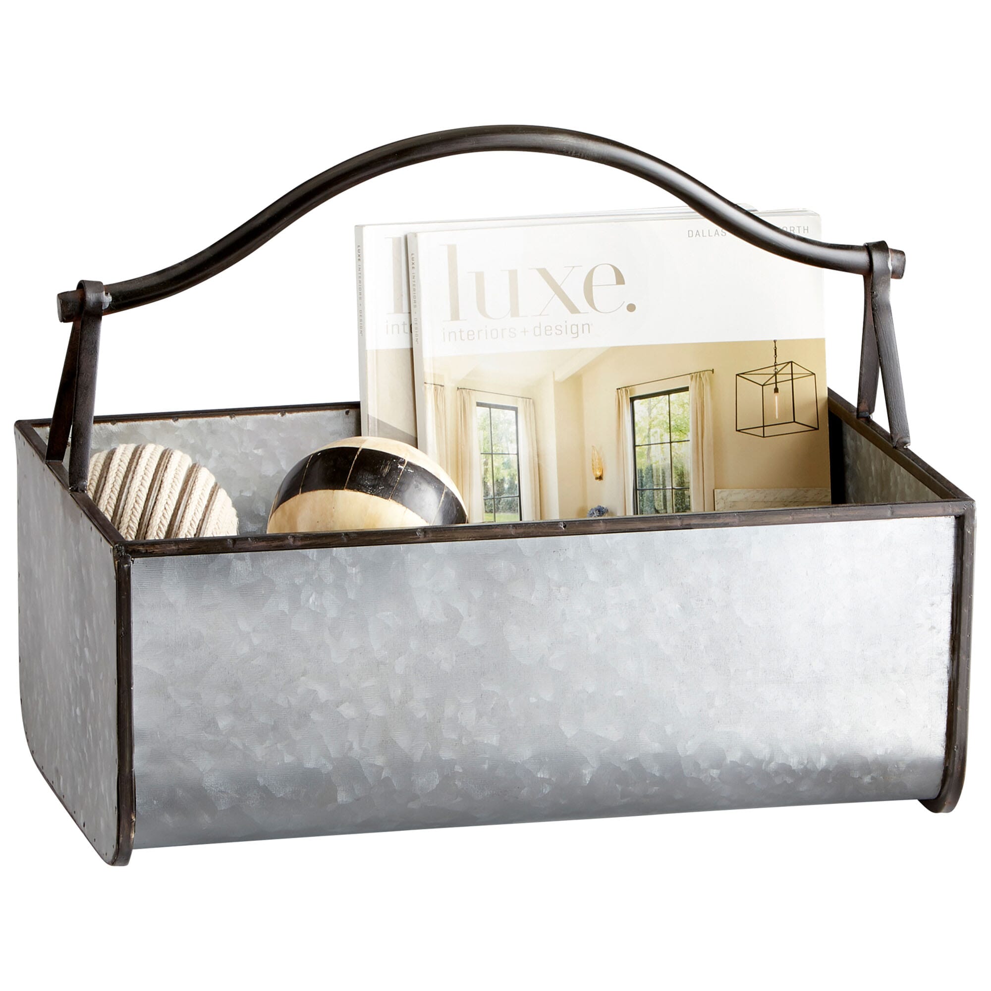 Accessory - Container in Galvanized Metal And Brown