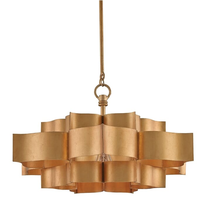 Currey & Company Grand Lotus Small Chandelier in Gold Leaf Currey & Company Grand Lotus Small Chandelier in Gold Leaf