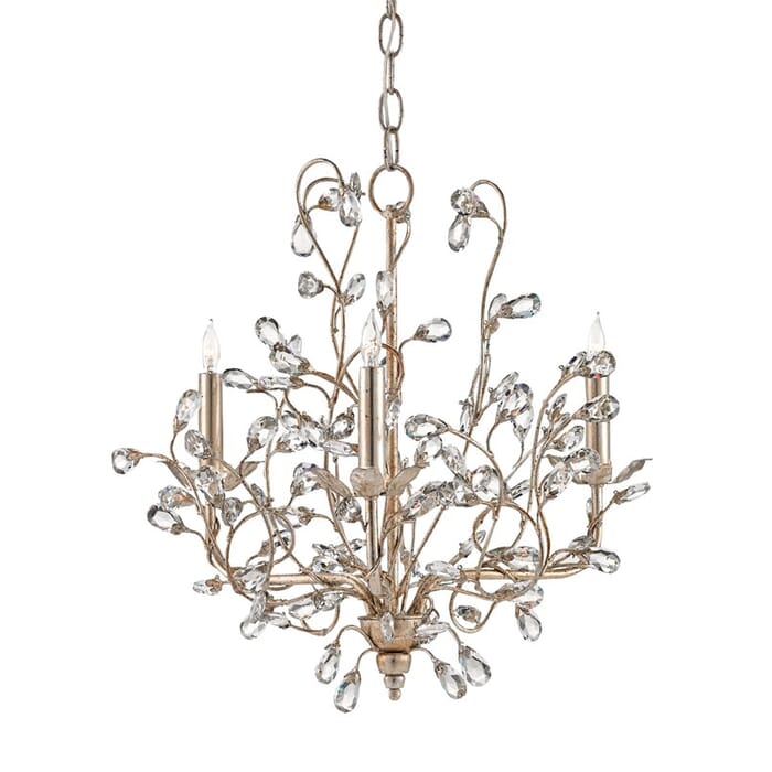 Currey & Company Crystal Bud Small Chandelier in Silver Granello Currey & Company Crystal Bud Small Chandelier in Silver Granello