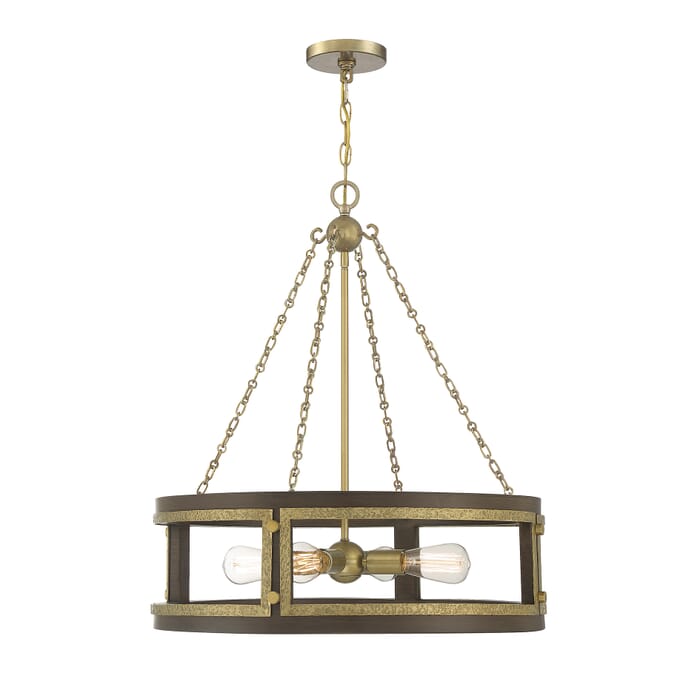 Savoy House Lakefield 4-Light Pendant in Burnished Brass with Walnut Savoy House Lakefield 4-Light Pendant in Burnished Brass with Walnut