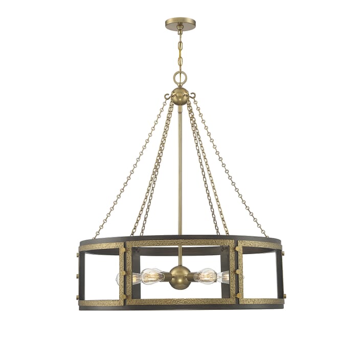 Savoy House Lakefield 6-Light Pendant in Burnished Brass with Walnut Savoy House Lakefield 6-Light Pendant in Burnished Brass with Walnut
