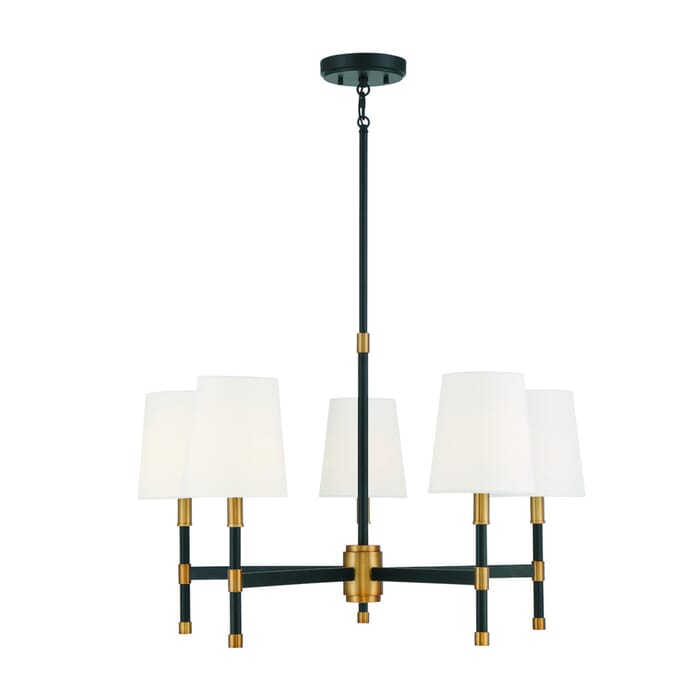 Savoy House Brody 5-Light Chandelier in Matte Black with Warm Brass Accents Savoy House Brody 5-Light Chandelier in Matte Black with Warm Brass Accents
