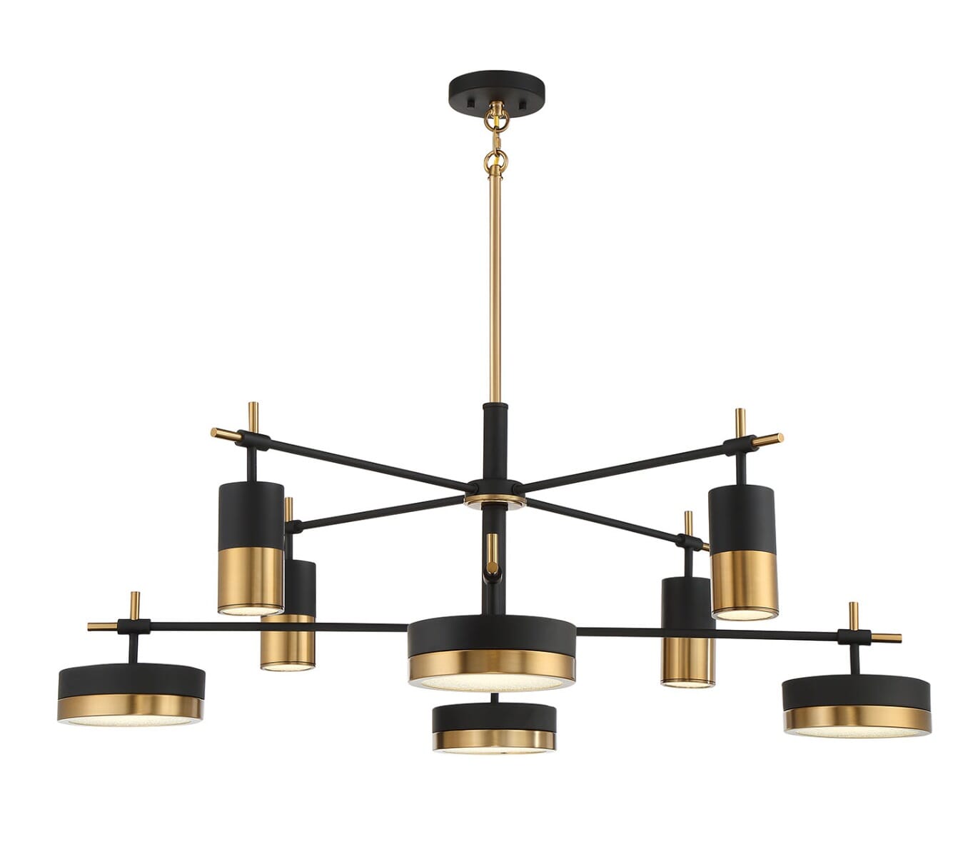 Photos - Chandelier / Lamp SAVOY House Ashor 8-Light LED Chandelier in Matte Black with Warm Brass Accents 1-1637-8-143